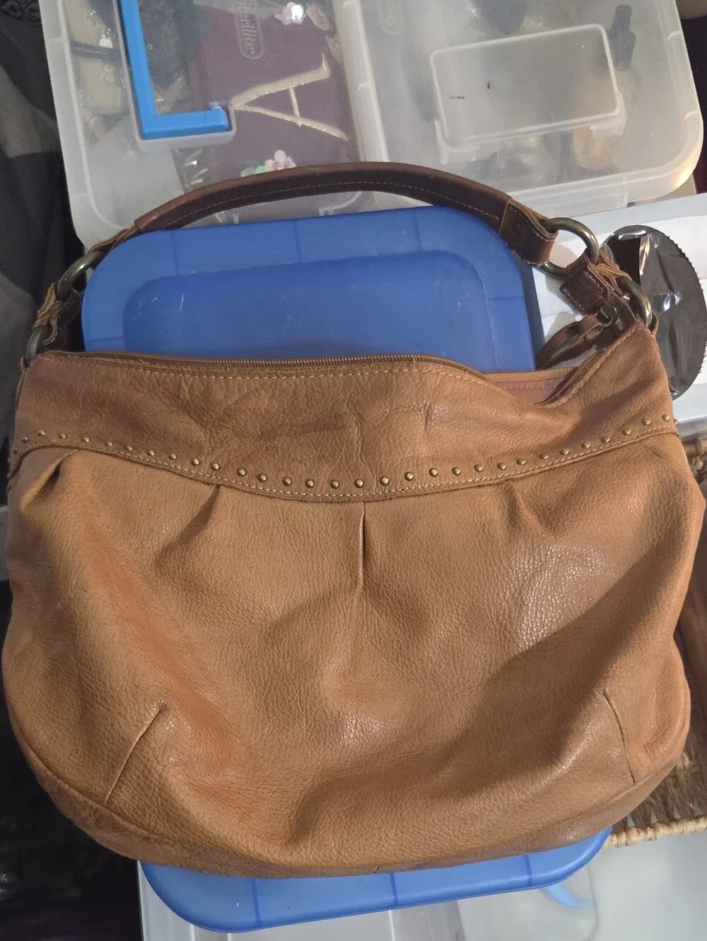 Fossil Leather Hobo Shoulder Bag - Camel Brown